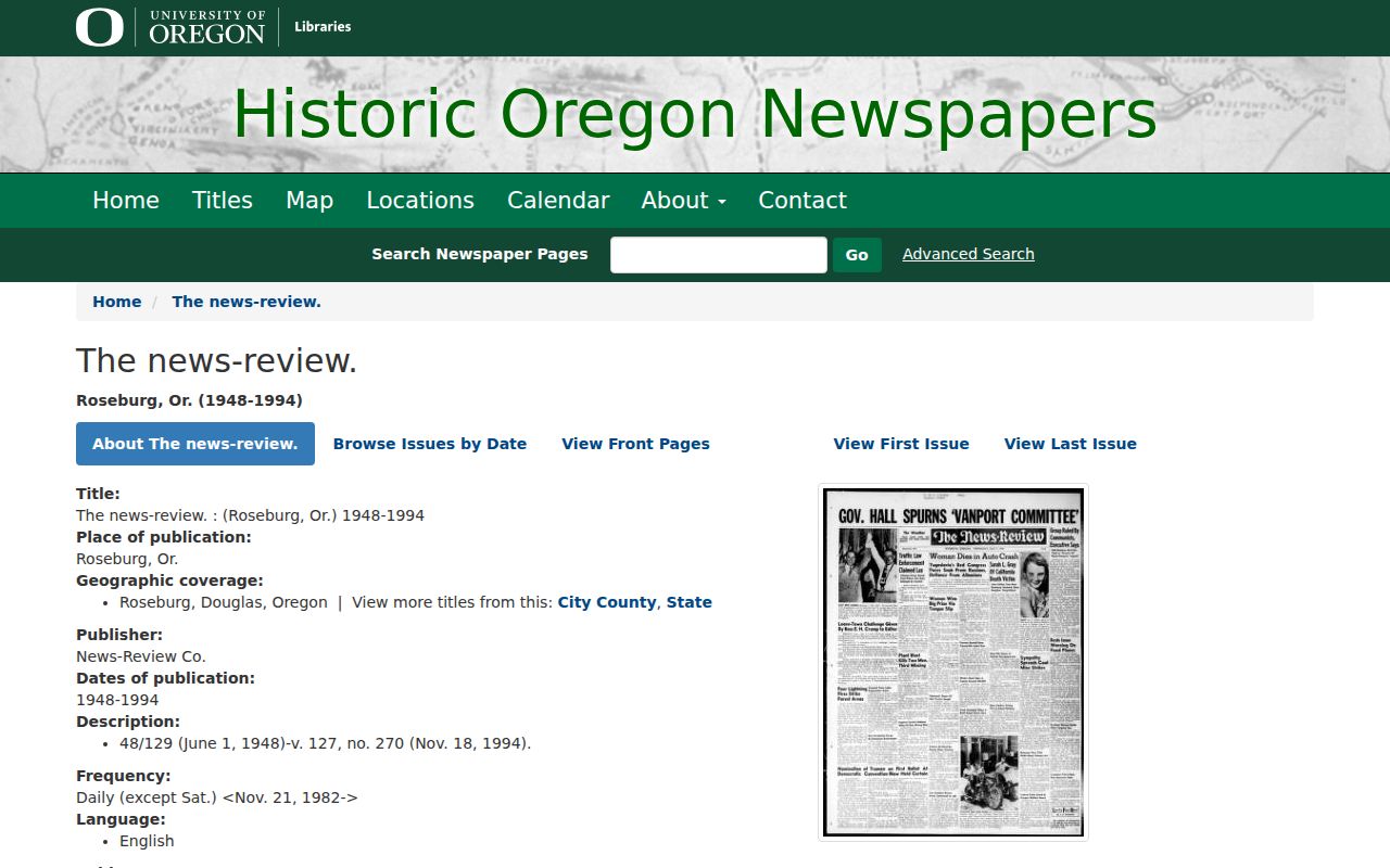 Roseburg city directory companion research in Historic Oregon Newspapers