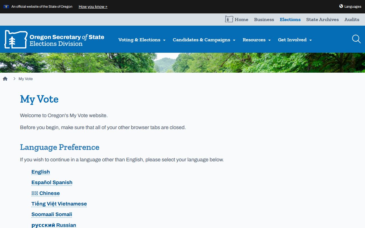 Roseburg residents directory Oregon My Vote self-service