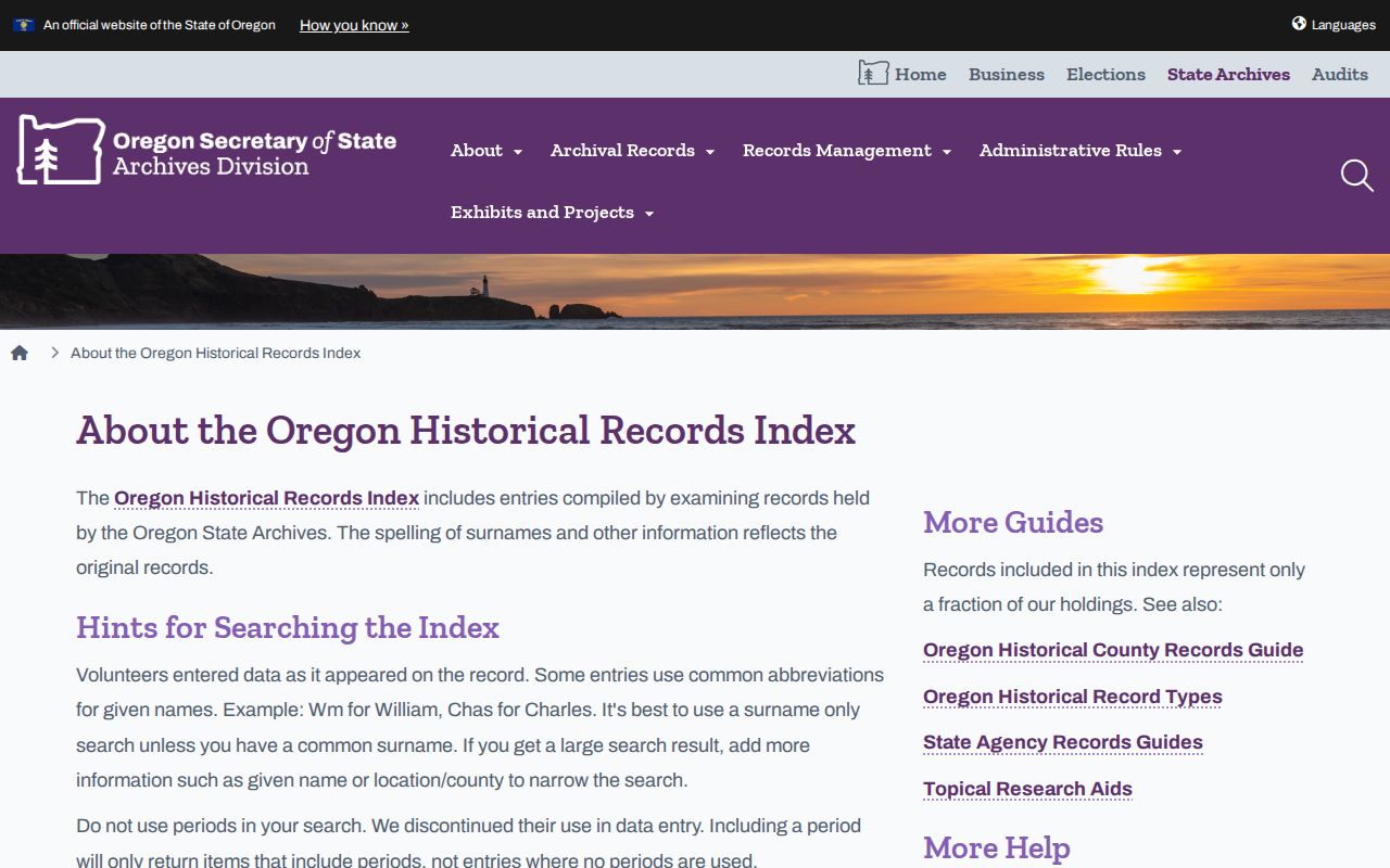 Roseburg previous residents Oregon Historical Records Index information