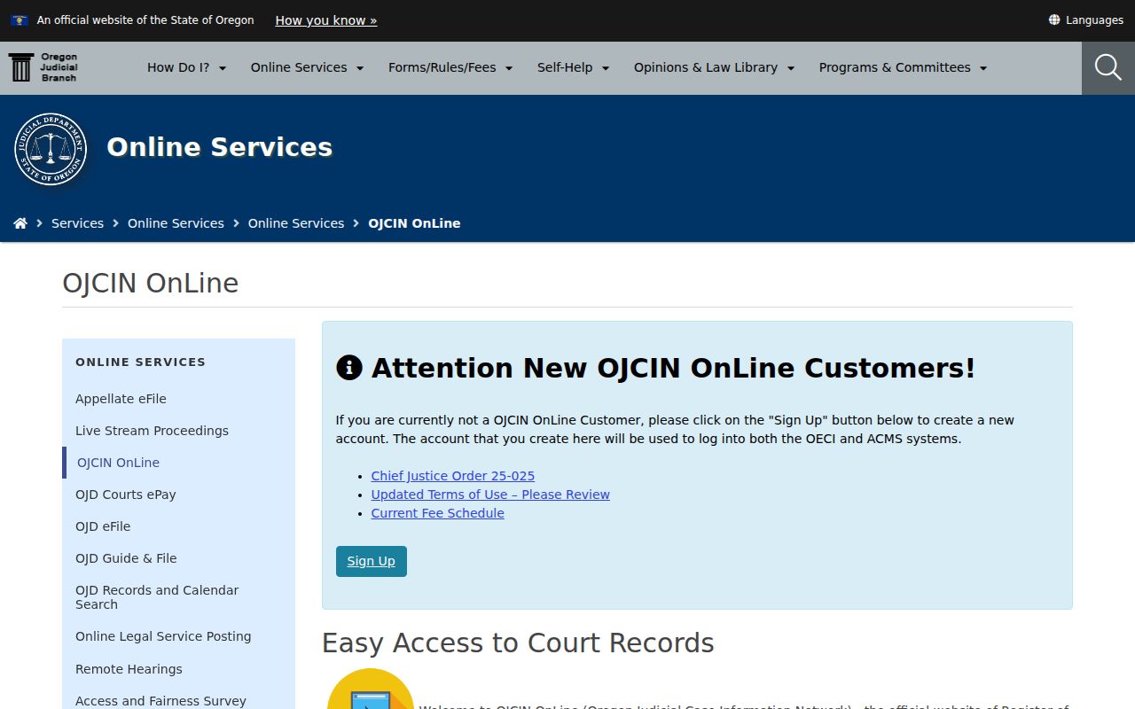 Roseburg resident search OJCIN and OECI court records information