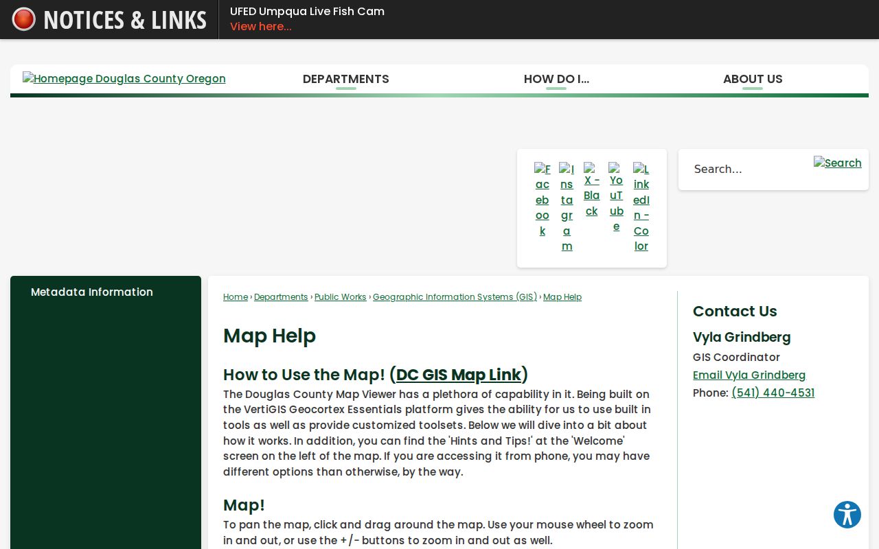 Roseburg street directory Douglas County GIS map help with Find Address and parcel tools