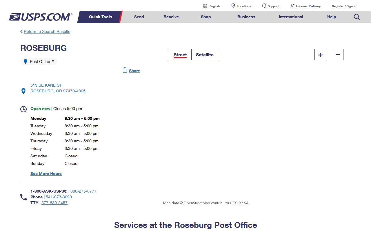 Roseburg ZIP code directory Roseburg Post Office source